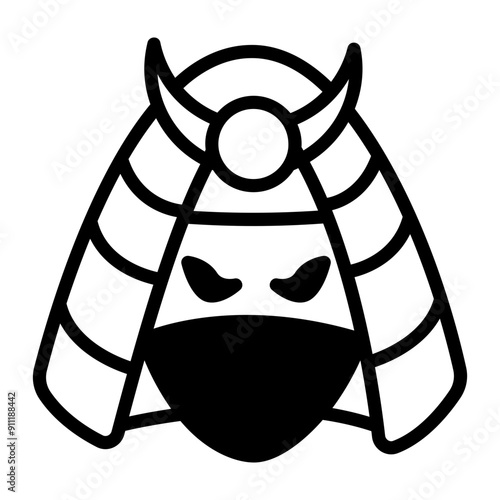 A glyph style icon of samurai mask
