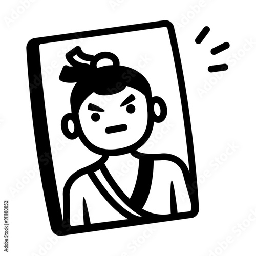 Menko card icon in doodle style  photo