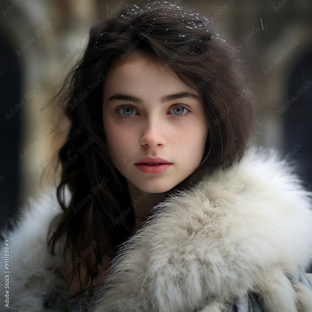 portrait photo of a beautiful woman wearing a thick jacket with generative ai portrait photo of a beautiful woman wearing a thick jacket with generative ai