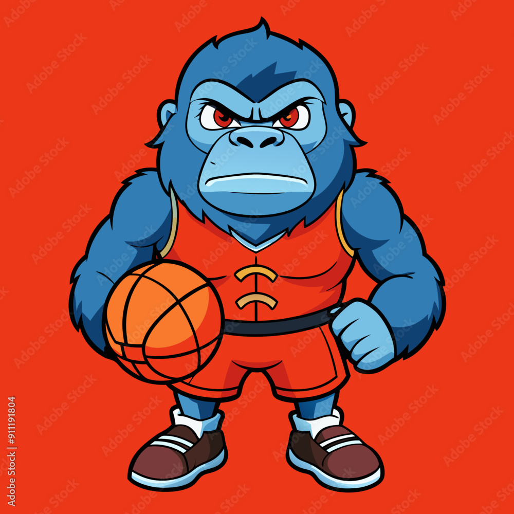 cartoon vector illustration of basketball gorilla cartoon vector illustration of basketball gorilla