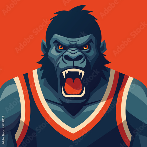 cartoon vector illustration of basketball gorilla photo