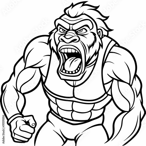 cartoon vector illustration of basketball gorilla