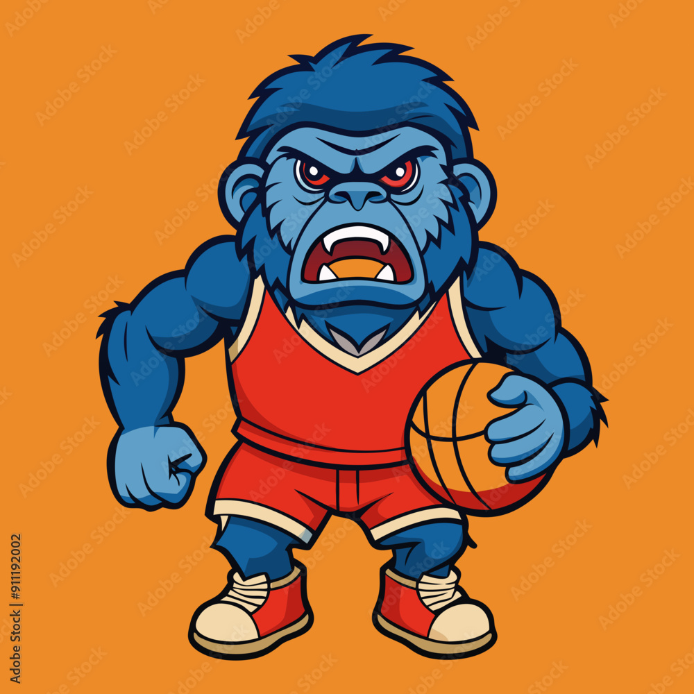 cartoon vector illustration of basketball gorilla