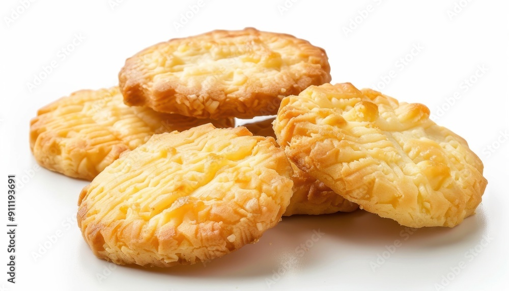 Freshly Baked Golden Coconut Cookies Piled Together on a Clean Surface Freshly Baked Golden Coconut Cookies Piled Together on a Clean Surface