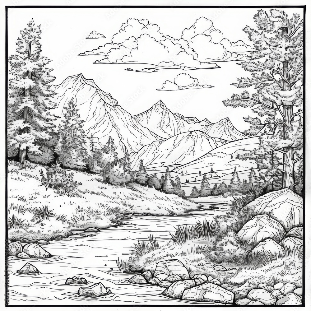 coloring page landscape black - 1000 F 911193864 JASvzycn5loc5qKcpammhqc5c0vRdZAj 