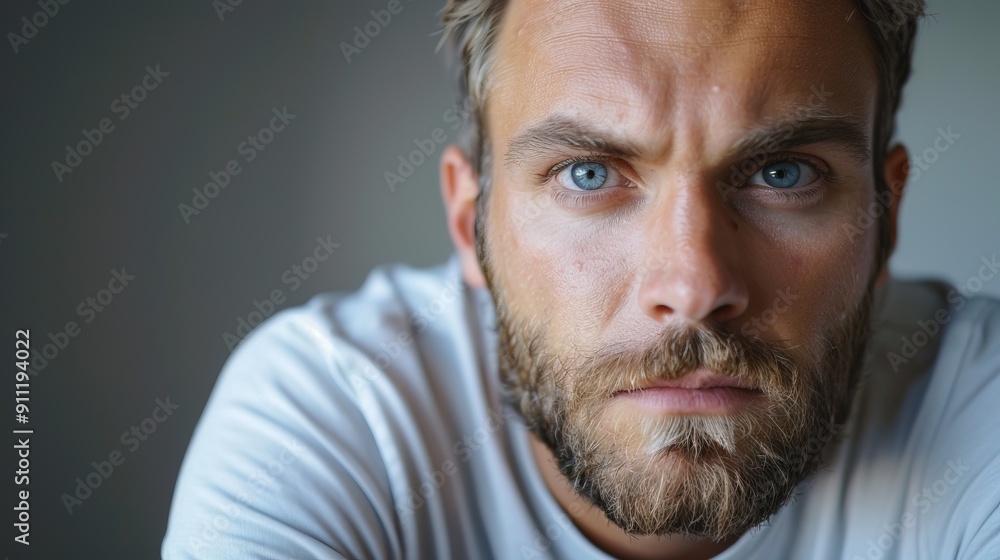 A picture of a white man with a serious expression on his face A picture of a white man with a serious expression on his face