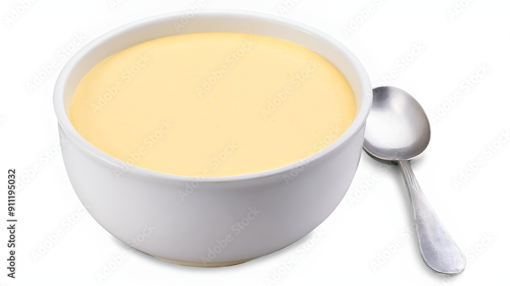 Homemade Vanilla Custard Pudding in a Bowl Homemade Vanilla Custard Pudding in a Bowl