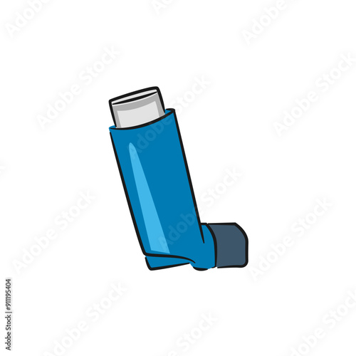 Asthma inhaler, cartoon style illustration isolated on white background. Vector
