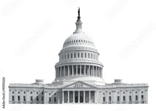 Black white illustration United States Capitol building Washington PNG Us capitol dome