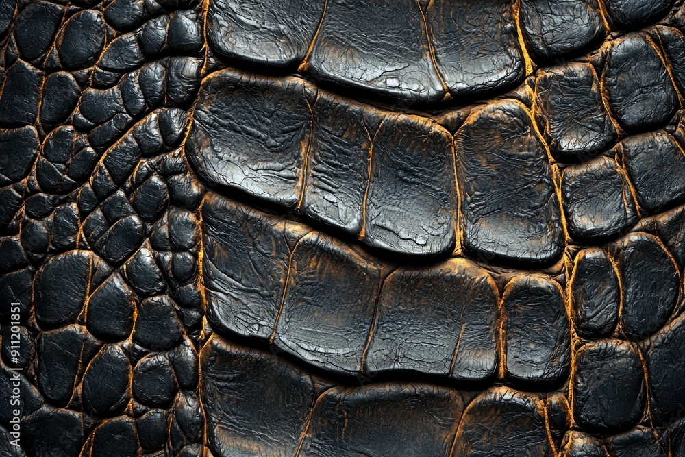 Crocodile Leather. A high-resolution image of crocodile-patterned leather, highlighting the unique, textured surface resembling reptile skin Crocodile Leather. A high-resolution image of crocodile-patterned leather, highlighting the unique, textured surface resembling reptile skin
