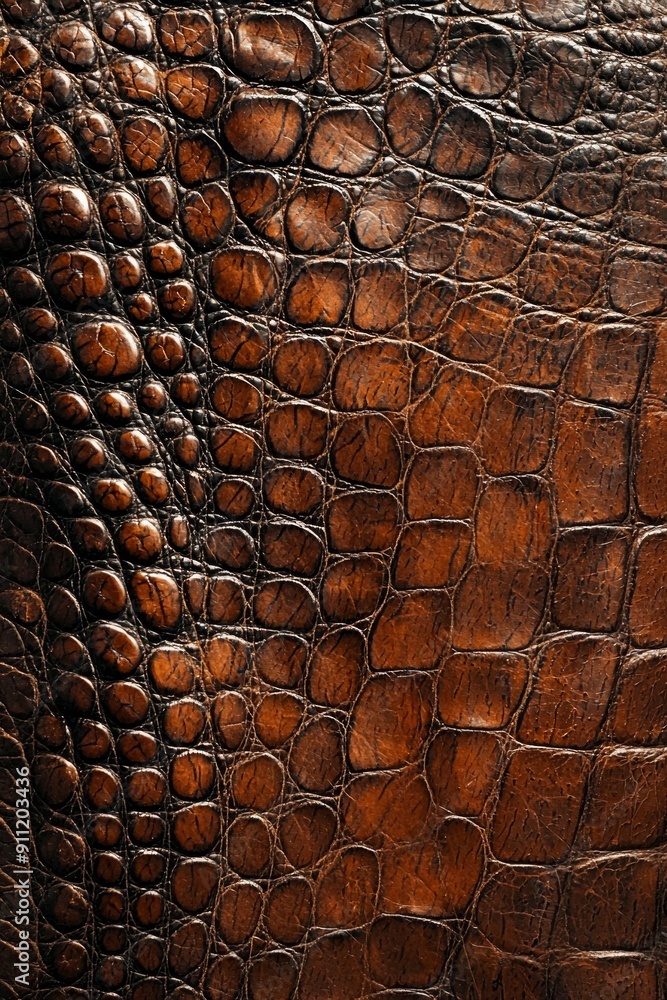 Crocodile Leather. A high-resolution image of crocodile-patterned leather, highlighting the unique, textured surface resembling reptile skin Crocodile Leather. A high-resolution image of crocodile-patterned leather, highlighting the unique, textured surface resembling reptile skin