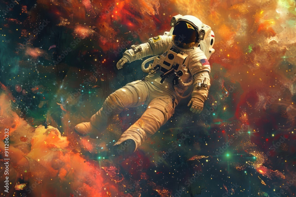 Astronaut Floating in a Cosmic Nebula Astronaut Floating in a Cosmic Nebula