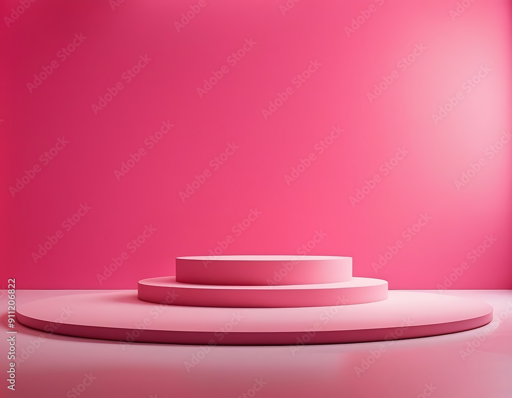Pink podium product display pedestal empty studio scene cosmetic beauty and fashion banner concept on pink background 3d illustration rendering Pink podium product display pedestal empty studio scene cosmetic beauty and fashion banner concept on pink background 3d illustration rendering