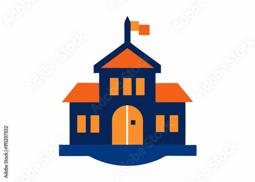 Educational School Icon Vector – Minimalist School Symbol Design