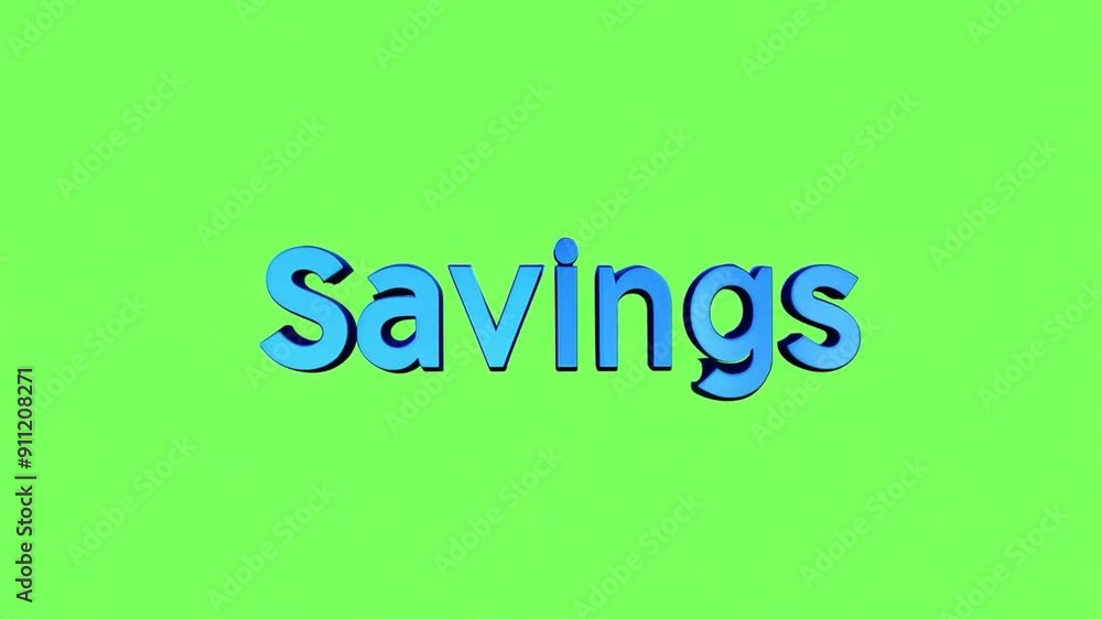 Animation of the word Savings, useful for compositions about finance, economy, discounts, and sales Animation of the word Savings, useful for compositions about finance, economy, discounts, and sales