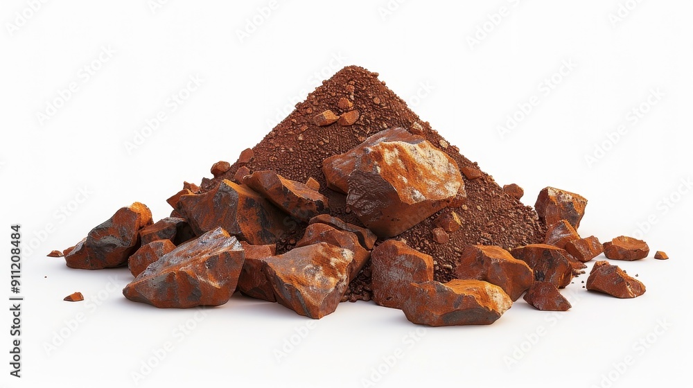 Iron oxide, 3D illustration, realistic, isolated on white background Iron oxide, 3D illustration, realistic, isolated on white background