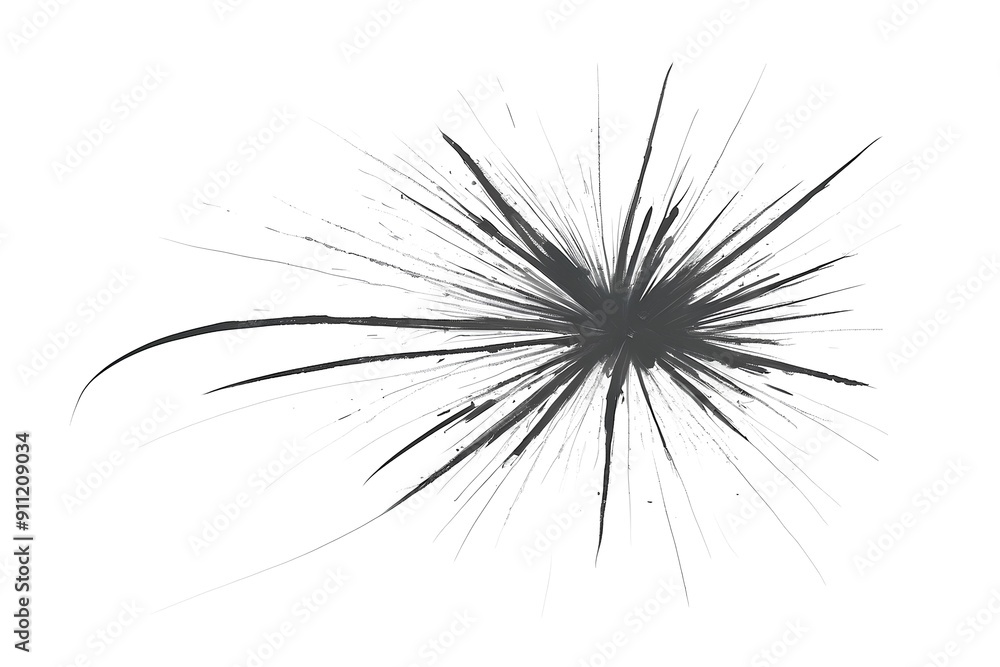 Fototapeta premium converging lines and intersecting paths forming an abstract pattern with a central focus, symbolizing complexity and dynamic motion in a minimalist black and white style