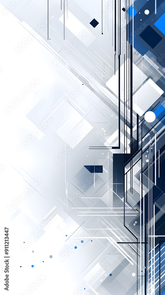 Obraz premium Digital technology modern industrial style blue geometric curve abstract poster background