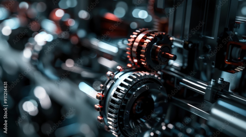Close-up of Interlocking Gears in a Machine Close-up of Interlocking Gears in a Machine