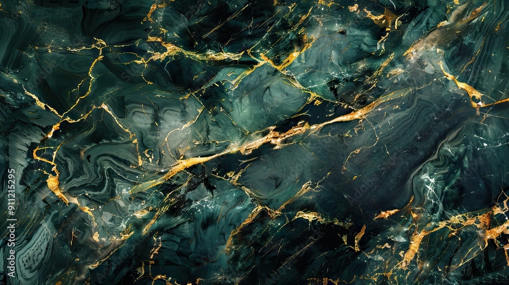 Processed collage of emerald green and gold marble texture. Background for banner, backdrop or texture for 3D mapping. AI generated illustration Processed collage of emerald green and gold marble texture. Background for banner, backdrop or texture for 3D mapping. AI generated illustration