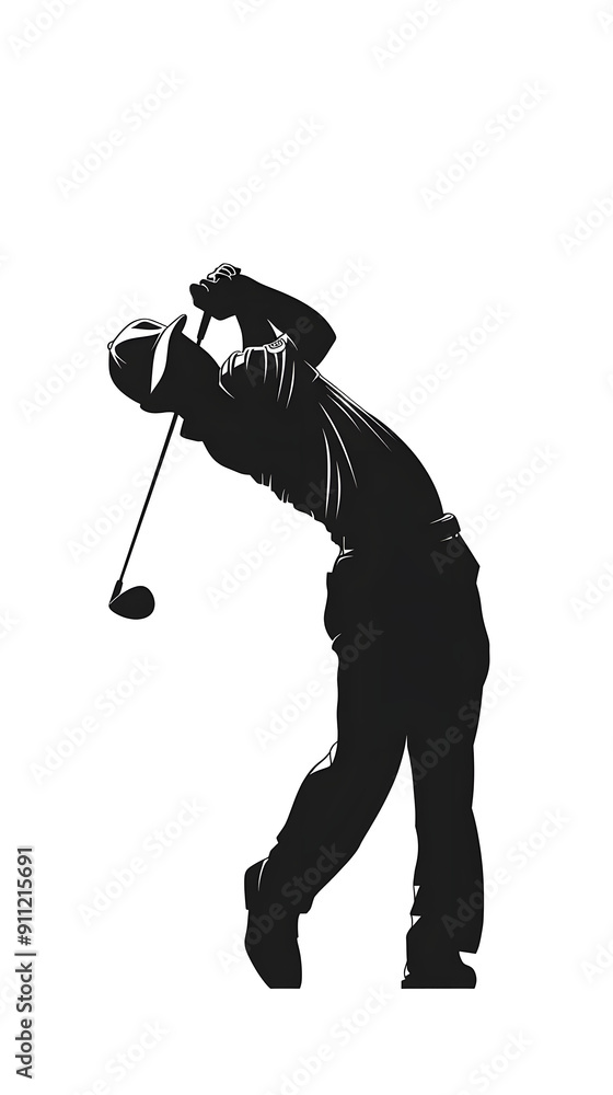 black silhouette of a guy golfing. White background. Vector. black silhouette of a guy golfing. White background. Vector.