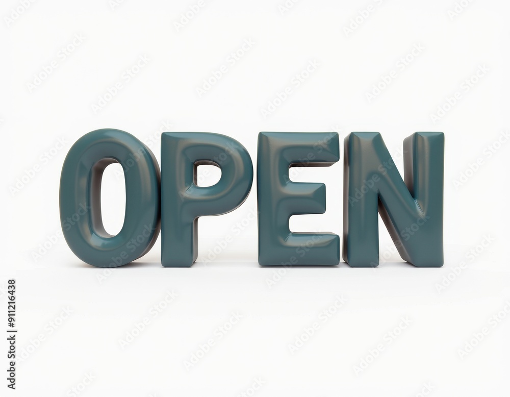 OPEN word 3D lettering typography design. Opening, commerce, announcement, advertising concept text illustration. OPEN word 3D lettering typography design. Opening, commerce, announcement, advertising concept text illustration.