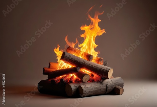 fire places campfire isolated on one color background, ai