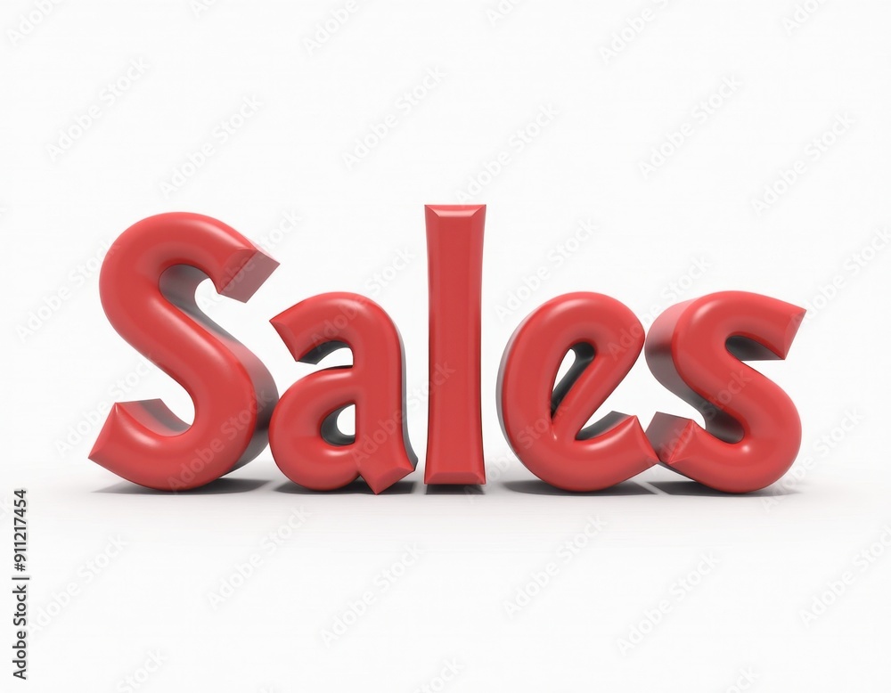 Red 3D 'Sales' text on a white background. Red 3D 'Sales' text on a white background.