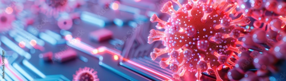 Animated virus blocked by a firewall, secure LAN network, cyber protection Animated virus blocked by a firewall, secure LAN network, cyber protection