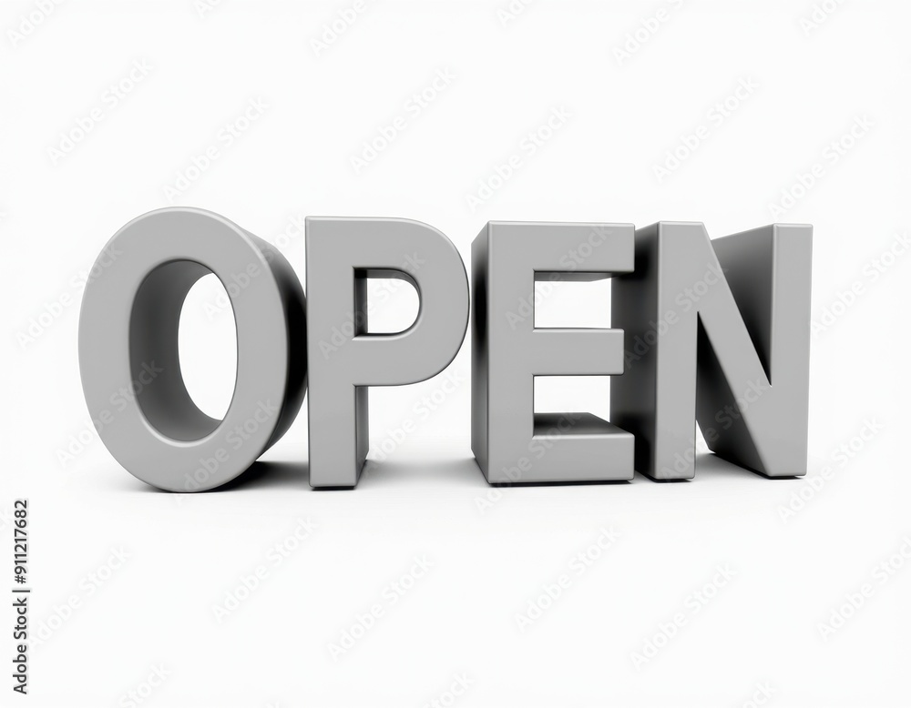 OPEN word 3D lettering typography design. Opening, commerce, announcement, advertising concept text illustration. OPEN word 3D lettering typography design. Opening, commerce, announcement, advertising concept text illustration.