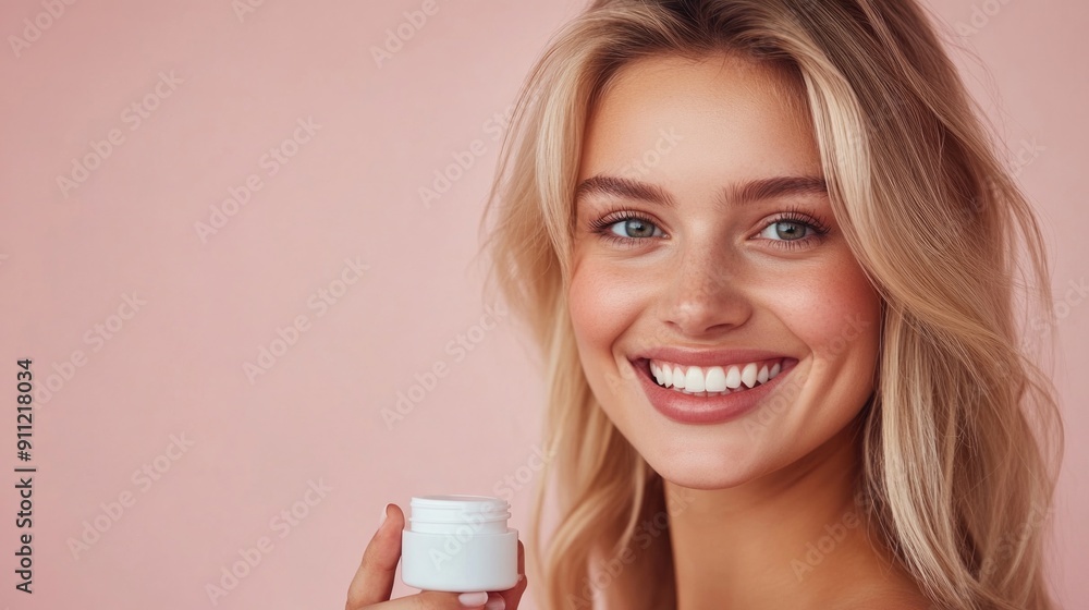 Beauty skin. Head and shoulders of blond woman model, touching glowing, hydrated facial skin, apply toner, skin cream or lotion for healthy look, after shower portrait, white background. Beauty skin. Head and shoulders of blond woman model, touching glowing, hydrated facial skin, apply toner, skin cream or lotion for healthy look, after shower portrait, white background.