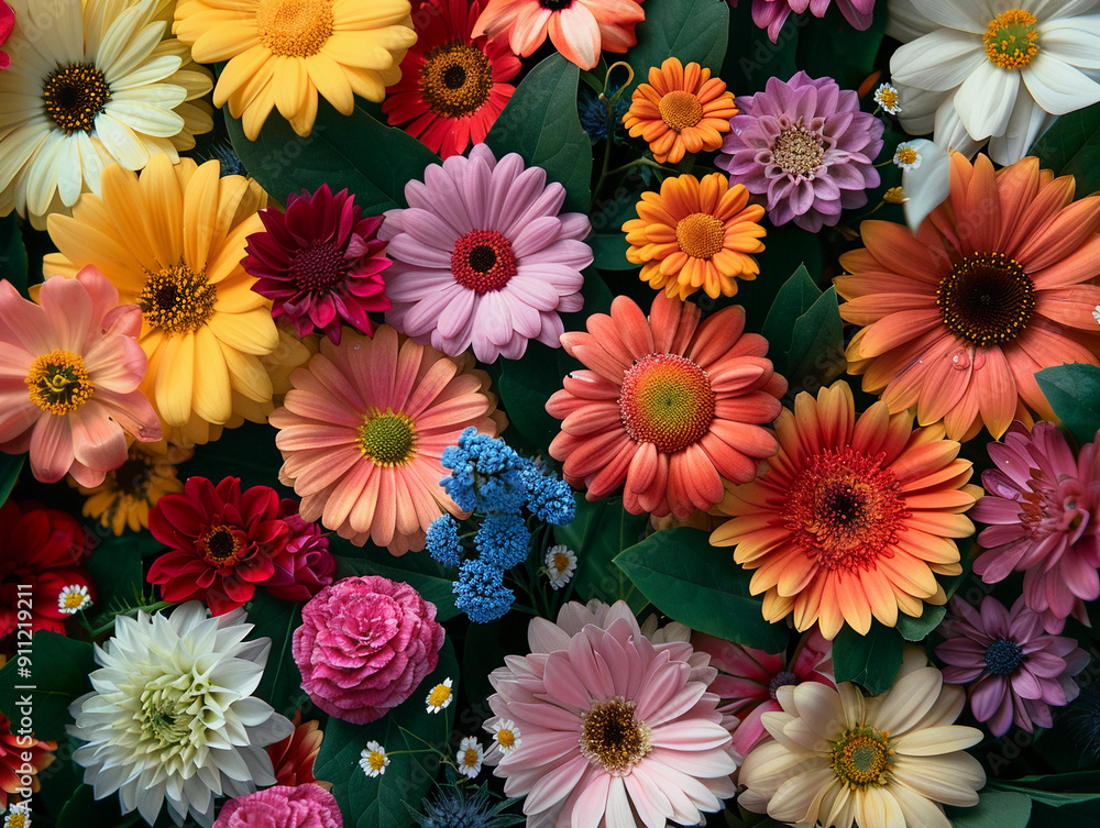 A Vibrant Collection of Colorful Flowers Displayed in a Garden Setting During Daylight Hours A Vibrant Collection of Colorful Flowers Displayed in a Garden Setting During Daylight Hours