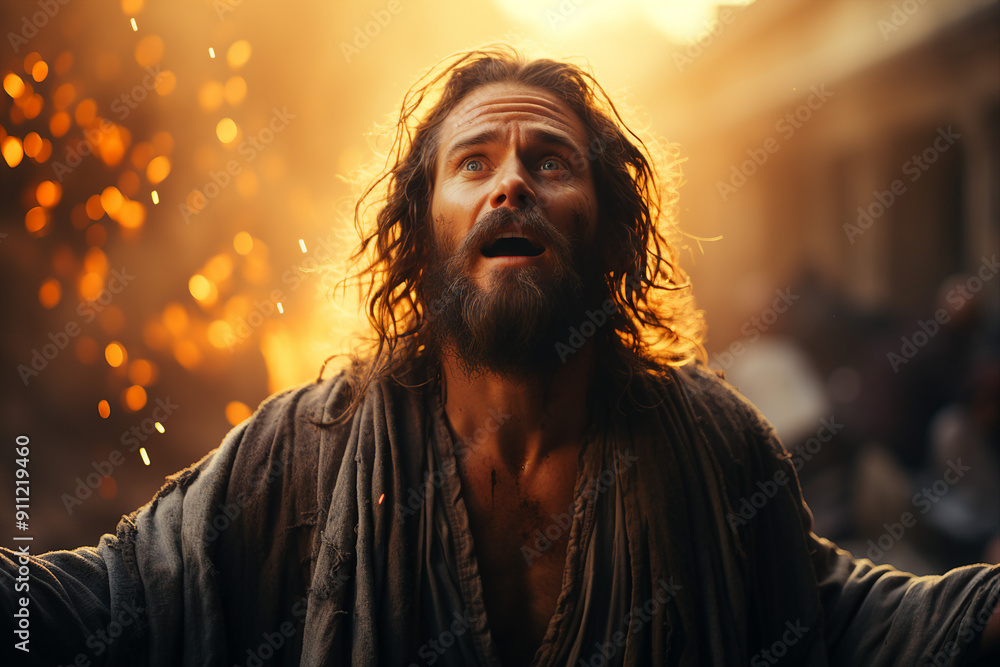 Photo made with generative AI of Jesus Christ second coming Photo made with generative AI of Jesus Christ second coming