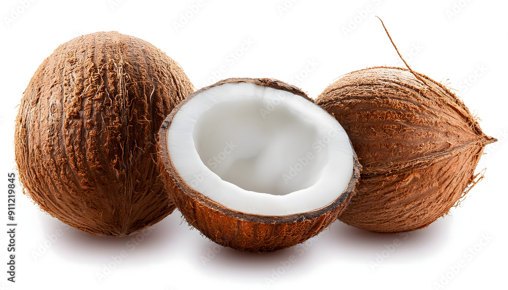  set of delicious coconuts isoleted cut out 