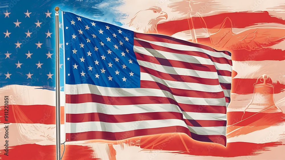 Obraz premium 4th of July, USA Independence Day. Poster, Independence day united states, Happy 4th Of July. Independence day united states flag, united states Independence day, independence day usa