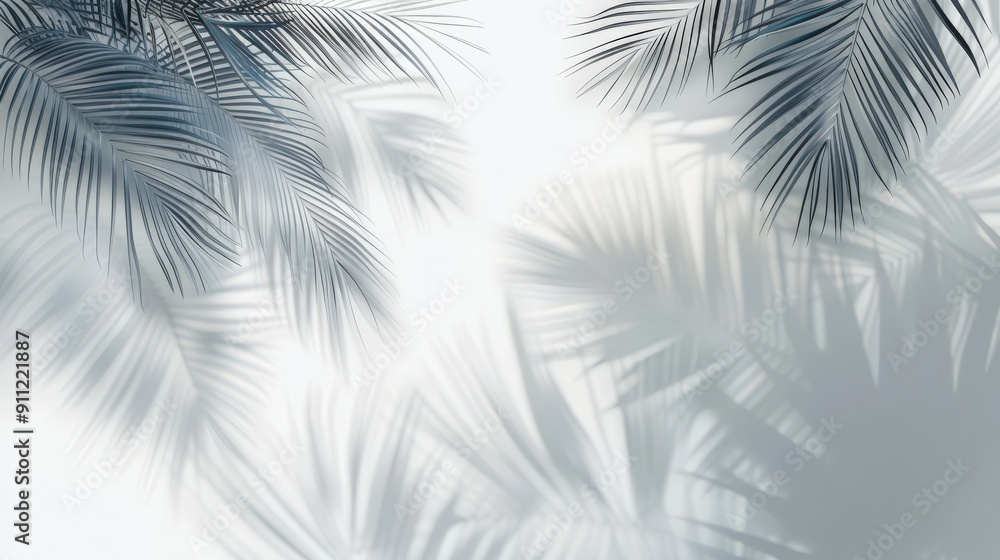 Obraz premium Palm Leaf Shadows Cast on White Wall