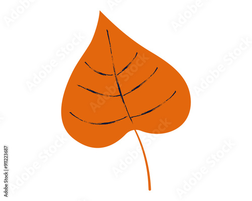 Autumn leaf of trembling aspen. Flat style illustration  isolated on white background