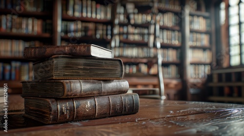 The stack of vintage books photo