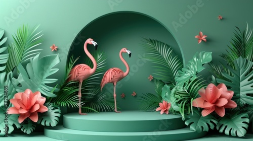 paper art background podium for product display