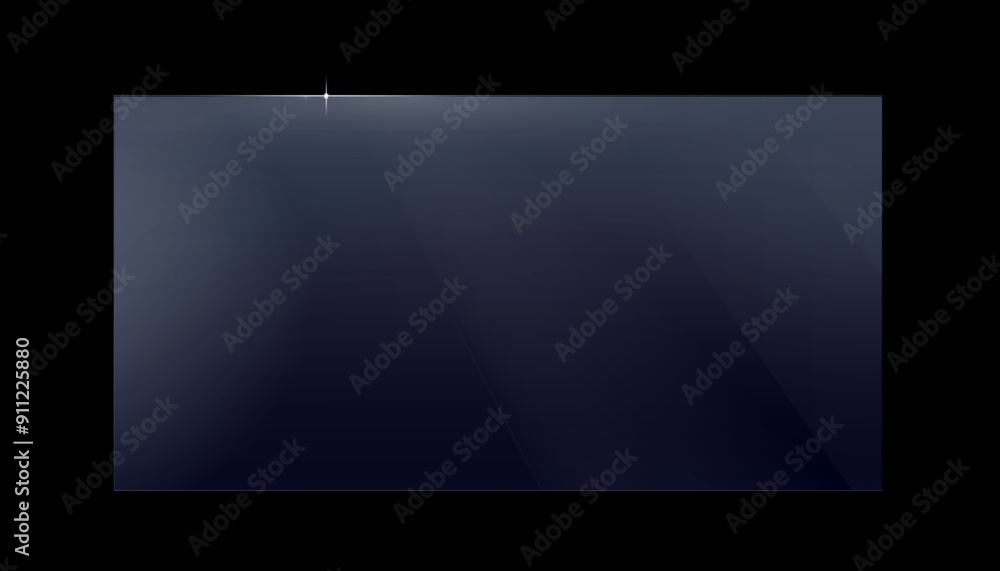 Naklejka premium Rectagle transparent glass with a blue tint, realistic plate. Acrylic or glass texture frame. Png