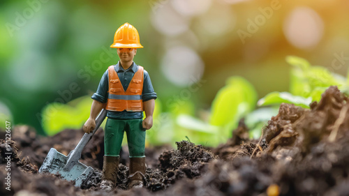 A figurine of a construction worker stands as a powerful symbol of Labor Days unwavering dedication and the indomitable spirit of workers everywhere