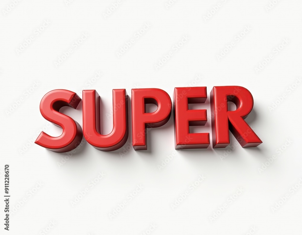 Bold red 'SUPER' text standing out on a bright white background. Bold red 'SUPER' text standing out on a bright white background.