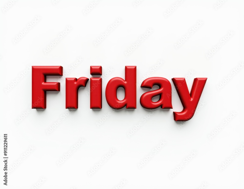 Bold red 'Friday' text on a white background Bold red 'Friday' text on a white background