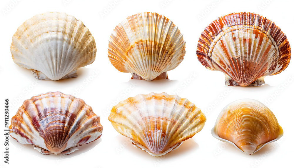 set of sea shells isoleted cut out set of sea shells isoleted cut out