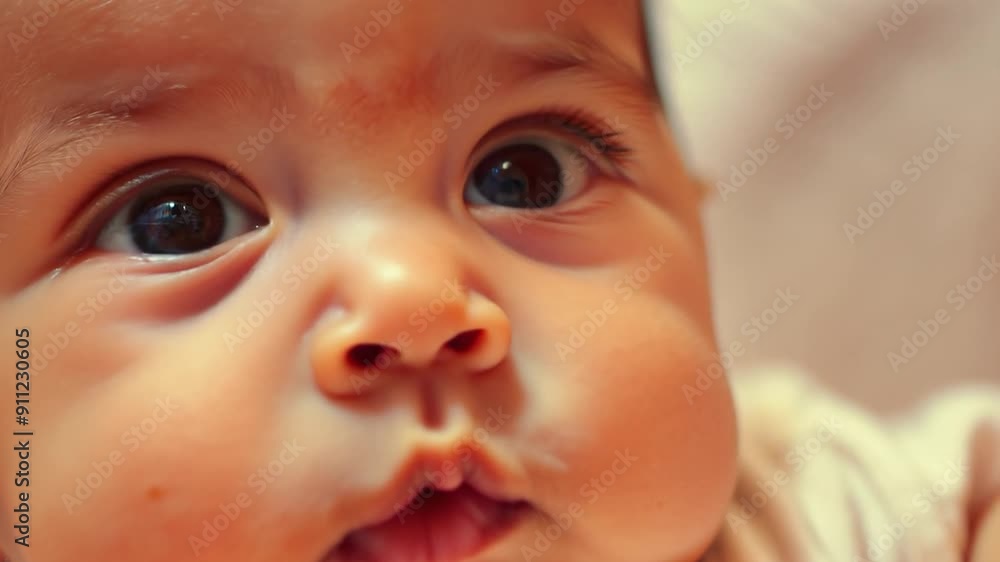 A curious newborn baby looks up towards the camera, with bright eyes and tiny features, capturing a moment of innocence and wonder A curious newborn baby looks up towards the camera, with bright eyes and tiny features, capturing a moment of innocence and wonder