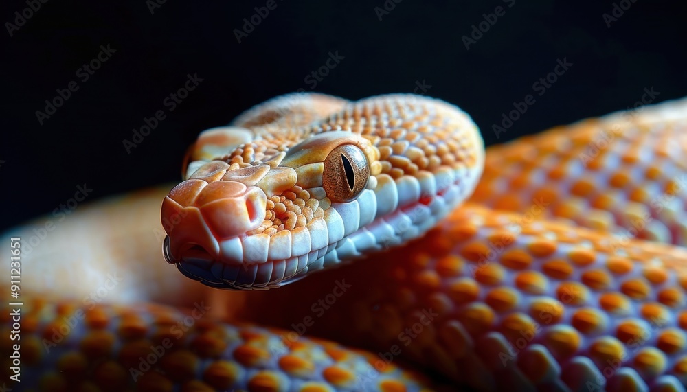 Captivating Close-Up of a Colorful Snake at Night in Natural Habitat Captivating Close-Up of a Colorful Snake at Night in Natural Habitat