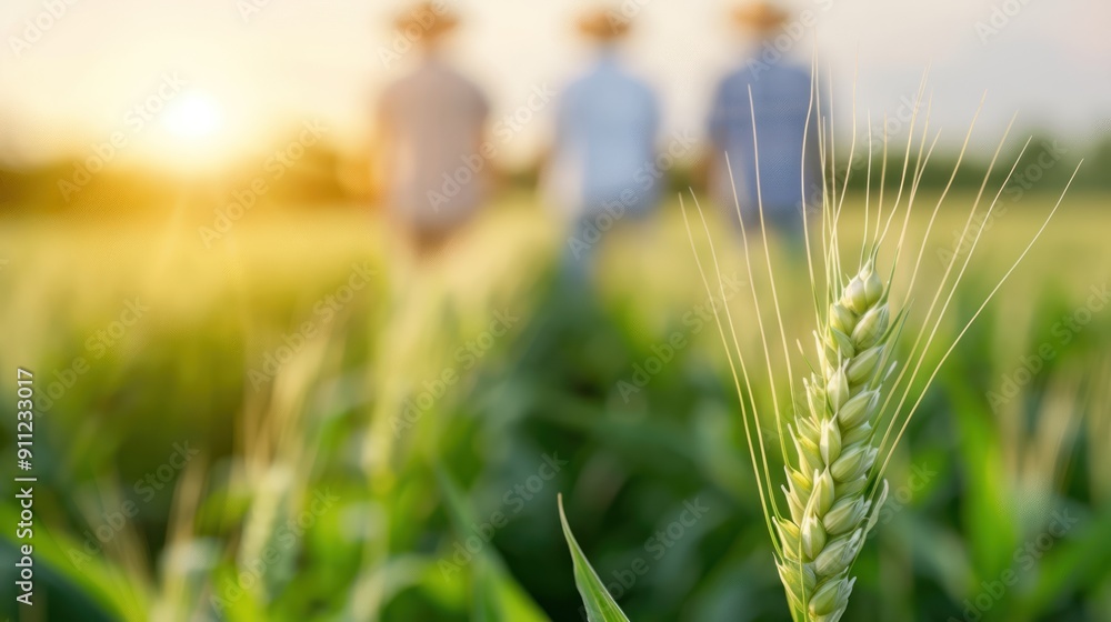 A group of farmers discussing pest control strategies in an affected field