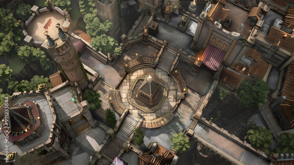 Castle Battle Map for RPG, Map for Dungeons and Dragons, DnD Map, Tabletop Role-Playing Games, Adventure Game Background, Top-Down View Castle Battle Map for RPG, Map for Dungeons and Dragons, DnD Map, Tabletop Role-Playing Games, Adventure Game Background, Top-Down View