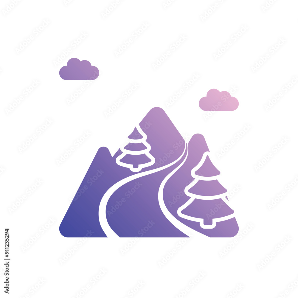 Ski Route vector icon