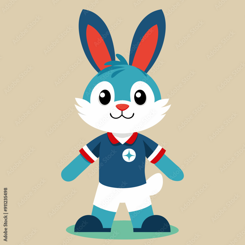 Obraz premium cartoon animal illustration of bunny rabbit soccer football